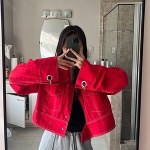 Urban Retro Women's Bold Red Utility Jacket